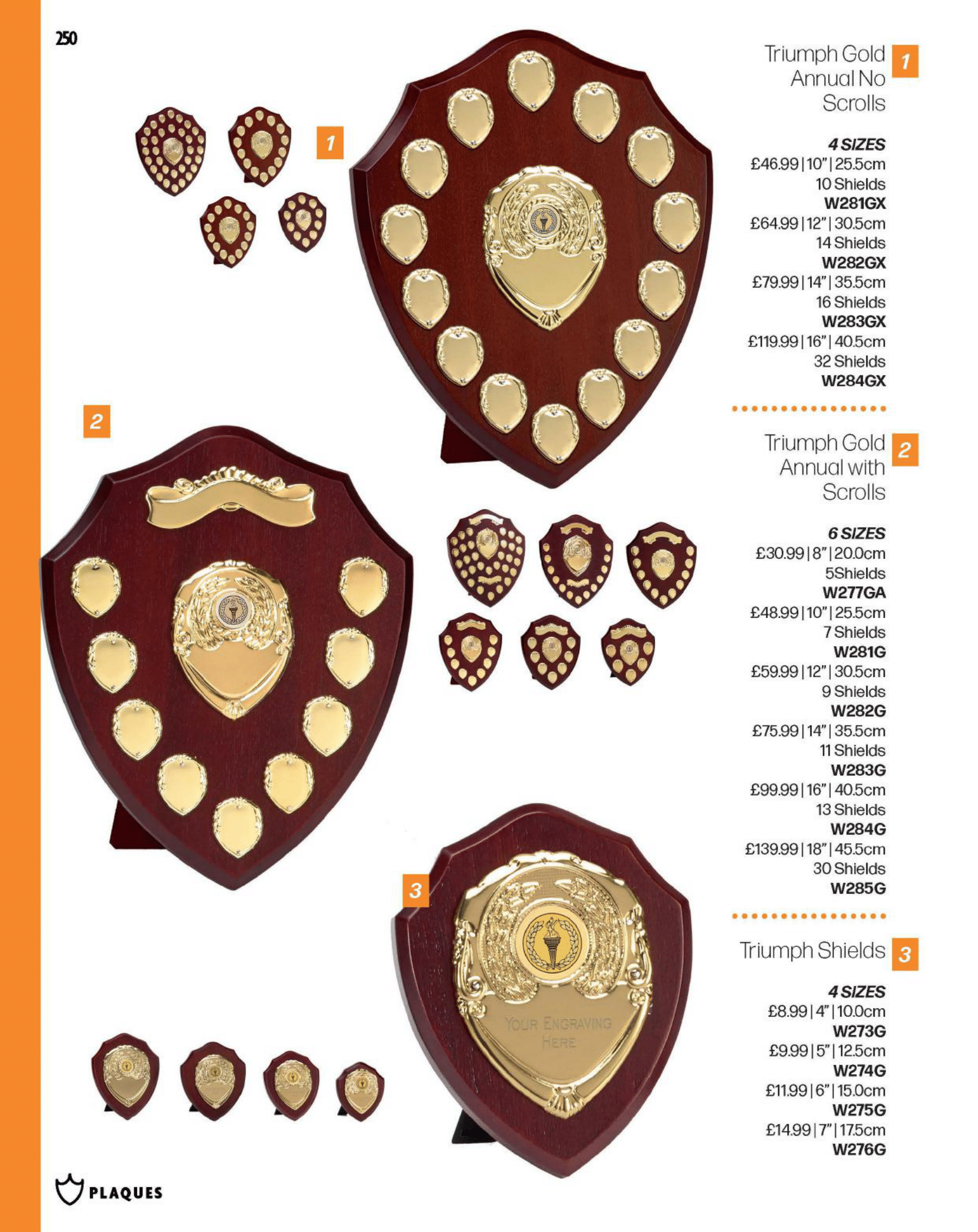 Multisport Wooden Shield Trophy – Gold Sports Award With Free Engraving & Centre