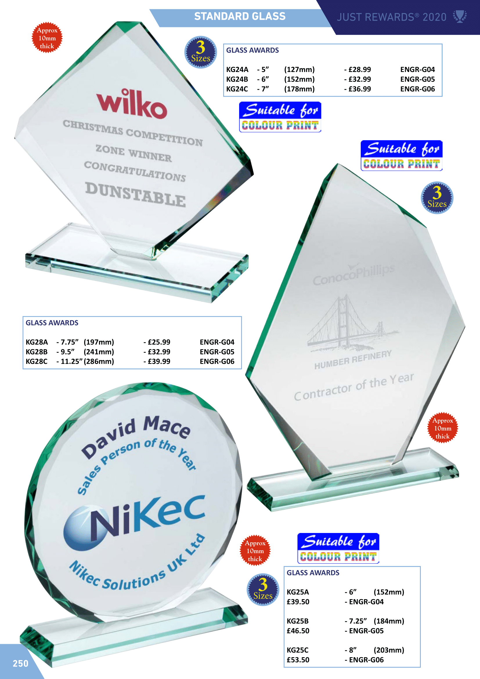 Glass Plaques Standard