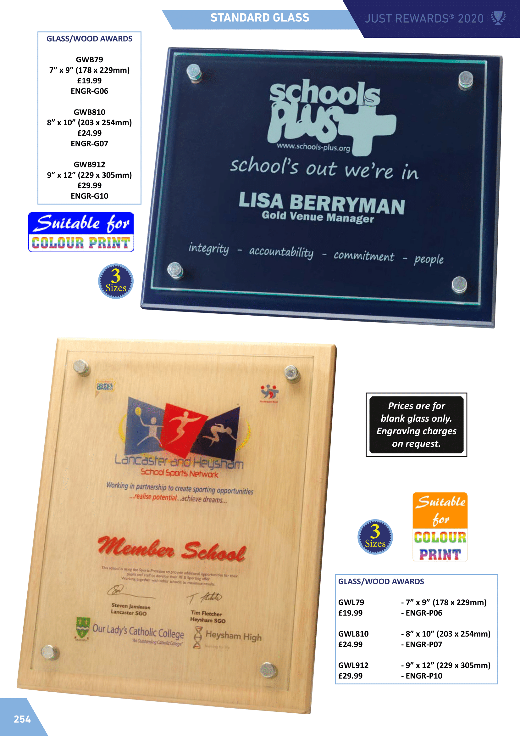 Glass Plaques Standard