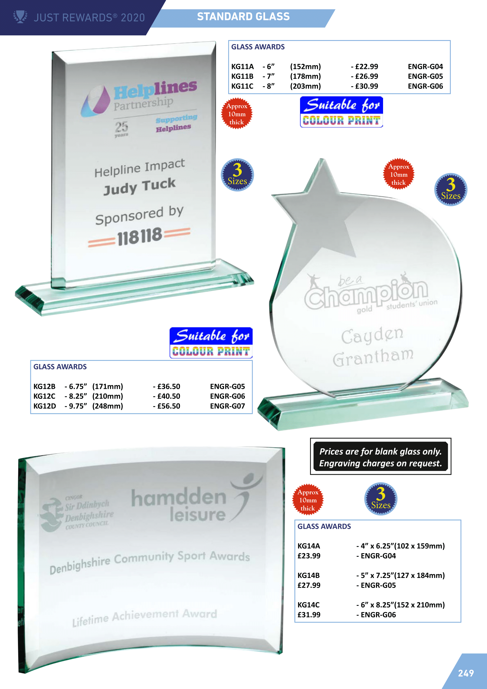 Glass Plaques Standard